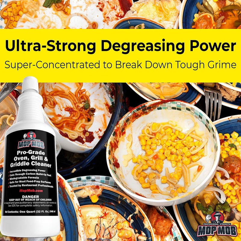 Mop Mob Commercial Grill and Oven Cleaner 32Oz Concentrate 1pk. Heavy-Duty Fast-Acting Degreaser Solution Removes Carbon, Grime, Burnt Food and Oil for Griddles Fryer Baskets and Kitchen Cooking Surfaces. - Image 4